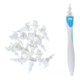 Kit 1 Limpador E 15 Refil Limpa Orelha Cera Silicone Espiral