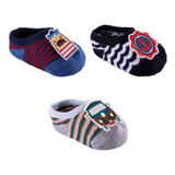 Kit 1 Meia Sapatilha Bebê 3 Pares Masc. Tam.16 A 20 Pimpolho