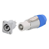 Kit 1 Powercon Macho E Fêmea Linha Cinza Tipo Neutrick Plug