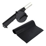 Kit 1 Soprador Acendedor Churrasqueira 1 Manta Grill Teflon