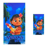 Kit 1 Toalha De Banho Moana Baby Az + 1 Toalha De Rosto 