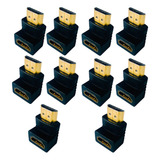 Kit 10 Adaptador Macho Femea Hdmi L 90 Graus Curva Parede 