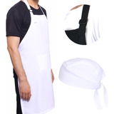 Kit 10 Avental + 10 Bandana Pizzaria Cozinha Lenço Garçom