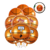 Kit 10 Balão Basquete Bola 24 Polegadas Metalizado Grande 4d Cor Laranja Bola Basquete