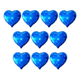 Kit 10 Balão Metalizado Coração Azul Dia Dos Pais Decoração