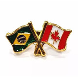 Kit 10 Bótom Pim Bandeira Brasil X Canadá Folheado A Ouro