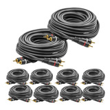 Kit 10 Cabo Rca 5 Metros Banhado A Ouro + Fio Terra
