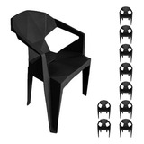 Kit 10 Cadeiras Diamond Poltrona Preta Área Lazer Até 182kg