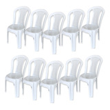 Kit 10 Cadeiras Plástica Branca Bistro Até 182kg Resistente.