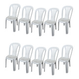 Kit 10 Cadeiras Plástica Branca Bistrô Até 182kg Sol Plast