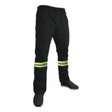 Kit 10 Calça Brim Preta Pesado Uniforme C/ Faixa Refletiva
