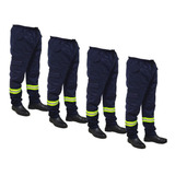 Kit 10 Calça Brim Uniforme Profissional Com *faixa Refletiva