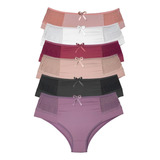 Kit 10 Calcinhas Cós Alto Detalhes Em Renda Lingerie Mf004