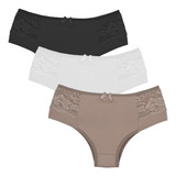 Kit 10 Calcinhas Cós Alto Detalhes Em Renda Lingerie