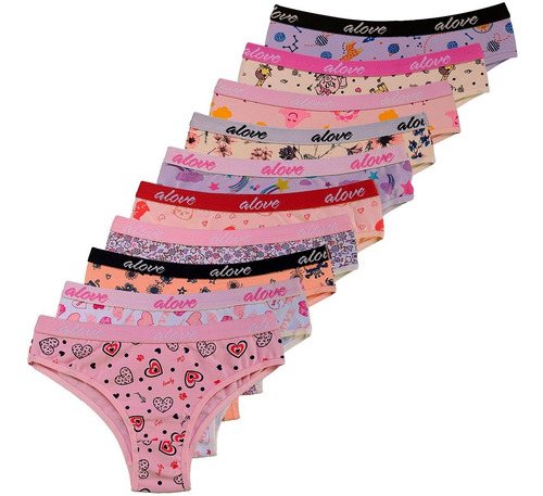 Kit 10 Calcinhas Infantil Alove Em Algodo