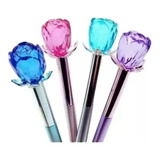 Kit 10 Canetas Flor Cristal Ponta Fina 