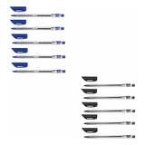 Kit 10 Canetas Ponta Média Macia 1,0 Azul E Preta