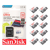 Kit 10 Cartão De Memória Sandisk Ultra 32gb Micro Sd Class10
