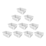 Kit 10 Cestos Organizadores Multiuso Branco 16x12x6