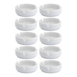 Kit 10 Cinzeiro Em Porcelana 10cm Branco Hotel Pousada 208