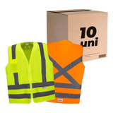 Kit 10 Colete Refletivo Sinalização 1 Bolso Kalipso