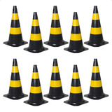 Kit 10 Cone De Sinalização Rígido 50cm Segurança Trânsito