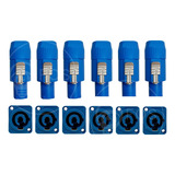 Kit 10 Conector Powercon Macho Linha + 10 Fêmea Painel Azul