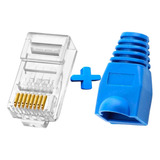 Kit 10 Conector Rj45 + 10 Capa Protetora Rj45 P/ Cabo Rede 