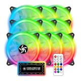 Kit 10 Cooler Fan 120mm Led Rgb Rainbow Controlada Gabinete
