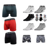 Kit 10 Cuecas Box Boxer Black Nose +12 Pares De Meia Premium