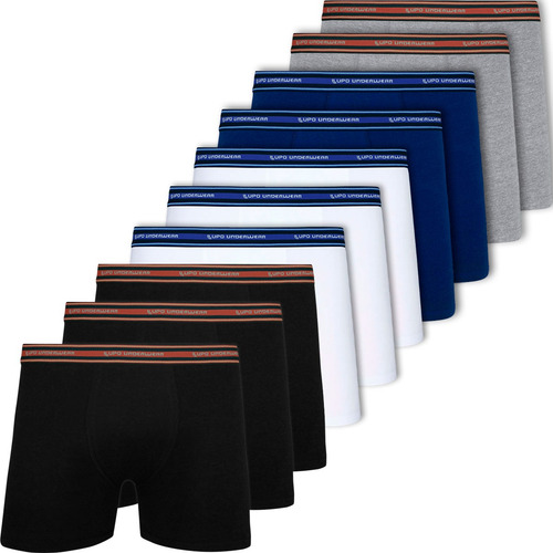 Kit 10 Cuecas Boxer Lupo Cueca Box Algodo Masculina Atacado