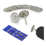Kit 10 Disco De Corte Diamantado 22mm 2 Haste Micro Retífica