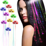 Kit 10 Enfeites De Cabelo Trança Led Festa Presilha Luminosa