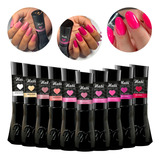 Kit 10 Esmaltes Nati Em Gel Lançamento Tons Rosas Vermelhos