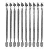 Kit 10 Espátula Dupla Empurrador Inox Profissional Manicure