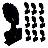 Kit 10 Expositor Joias Colar Brinco Bijuterias Busto Preto