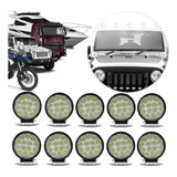 Kit 10 Farol De Milha Redondo Universal 14 Leds 42w 12/24v