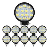 Kit 10 Farol Led Redondo Milha 42w 14 Leds Off-road 12v/24v