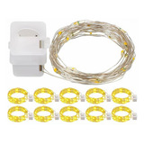 Kit 10 Fio Fada Cordão De Led 2m 20 Lâmpada Natal + Bateria