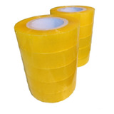 Kit 10 Fita Adesiva Amarela Transparente 500 Metros 