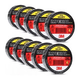 Kit 10 Fita Isolante Adesiva Preta 3m Imperial 18mm X 20m
