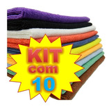 Kit 10 Flanelas Microfibra Polimento Lavagem