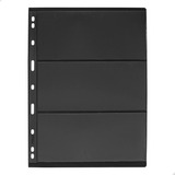 Kit 10 Folhas P/ Cédulas 28x21 Fundo Preto Acetato 3 Espaços