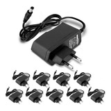 Kit 10 Fontes Alimentação Estabilizada 12v 1a Bivolt Plug P4