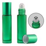 Kit 10 Frascos De Vidro Verde Roll-on 10ml Com Tampa Verde