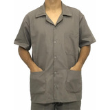 Kit 10 Jaleco Brim Manga Curta Botao 3 Bolsos Uniforme