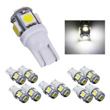 Kit 10 Lampada T10 5 Led Branca Branco W5w Pingo Luz Atacado