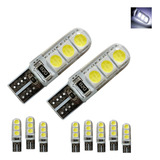 Kit 10 Lampada T10 6 Led Siliconada Branca 5050 Atacado Full