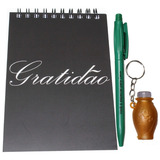 Kit 10 Lembrancinha Evangélica Caderneta Preta Botija Caneta