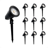 Kit 10 Luminaria Espeto 7w Jardim Branco Quente 3000k Chão